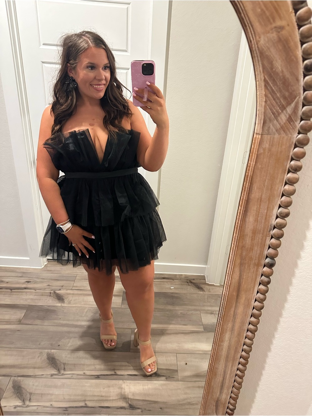 Fashion Nova Black Tiered Tulle Mini Dress